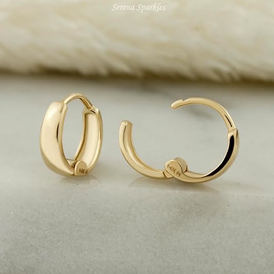14K Solid Gold Huggie Earrings