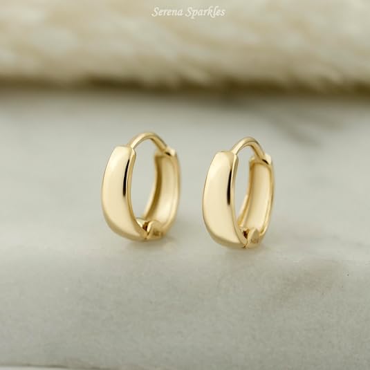 14K Solid Gold Huggie Earrings