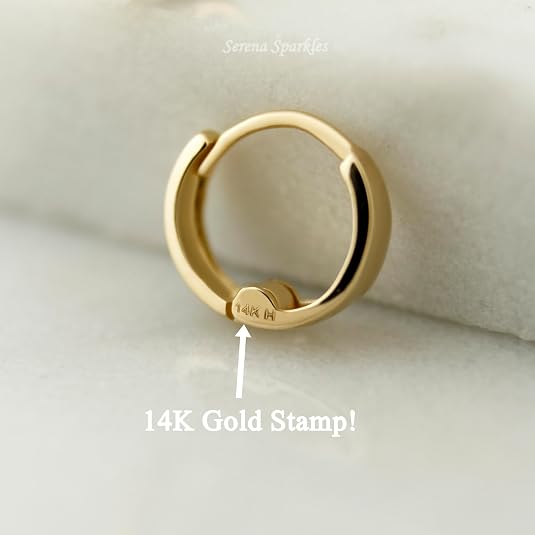 14K Solid Gold Huggie Earrings