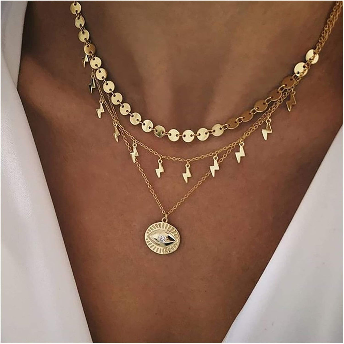 Multi-Element Layered Gold Necklace