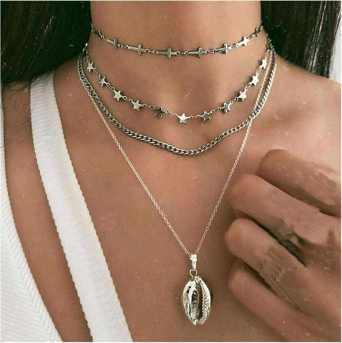 Multi-Element Layered Gold Necklace