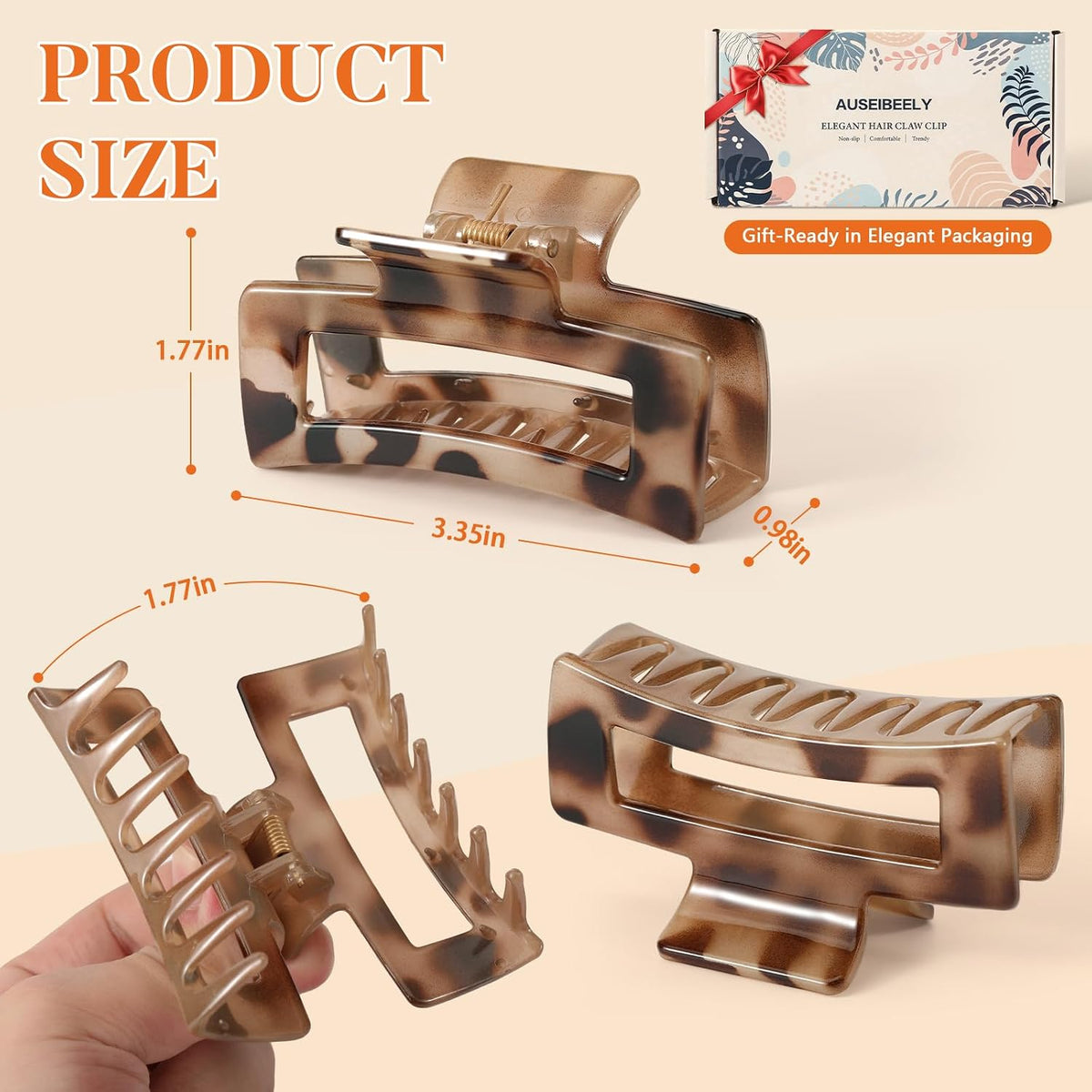 Auseibeely Tortoise Shell Claw Clips
