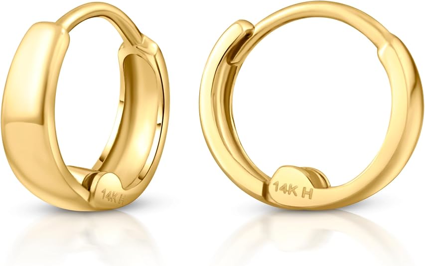 14K Solid Gold Huggie Earrings