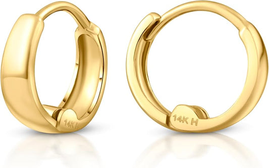 14K Solid Gold Huggie Earrings