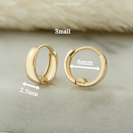 14K Solid Gold Huggie Earrings