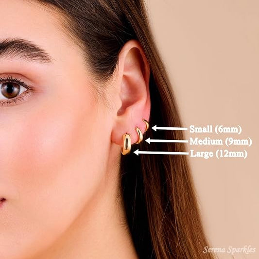 14K Solid Gold Huggie Earrings