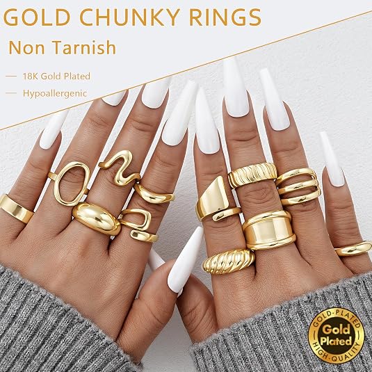 17 MILE Chunky Gold Stackable Rings