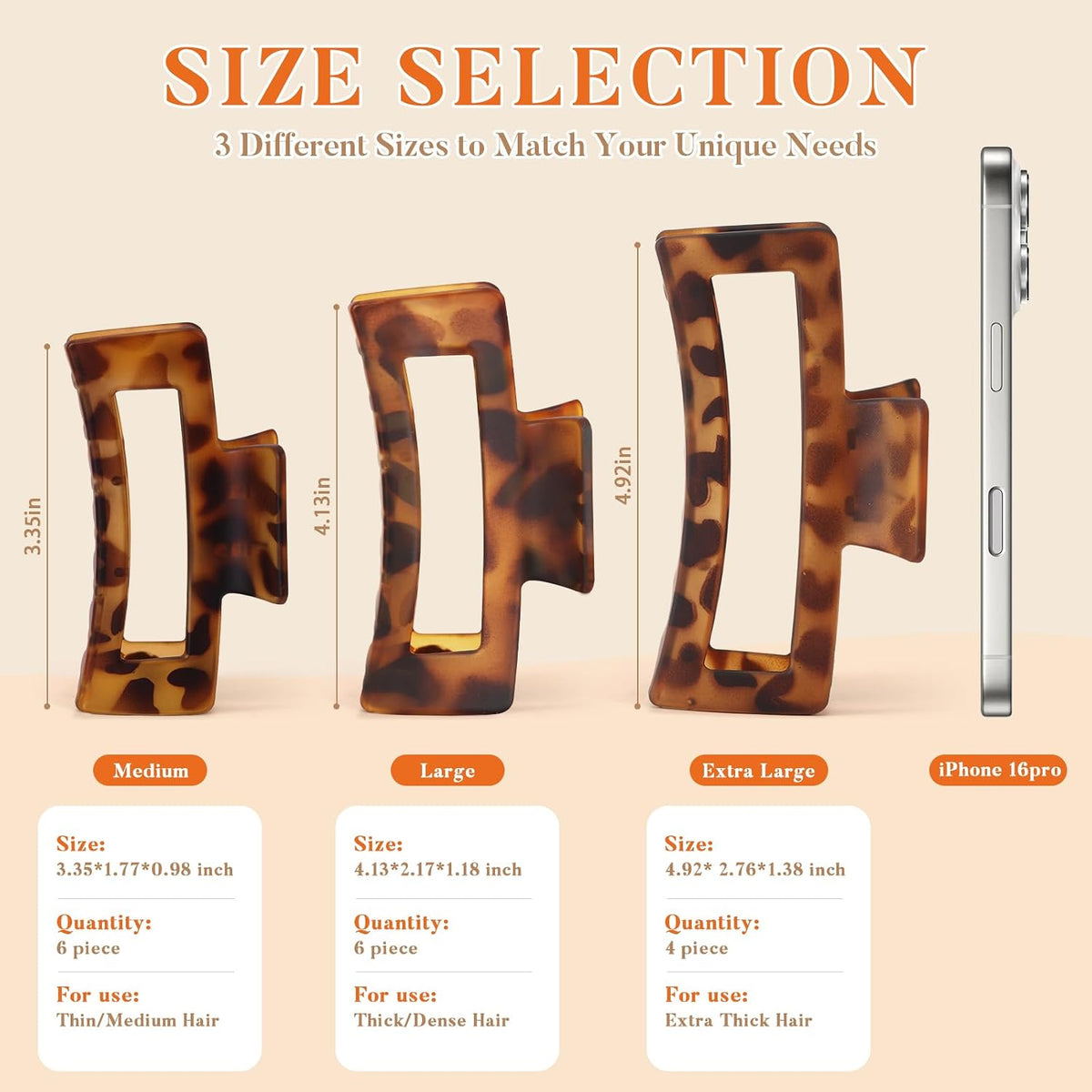 Auseibeely Tortoise Shell Claw Clips