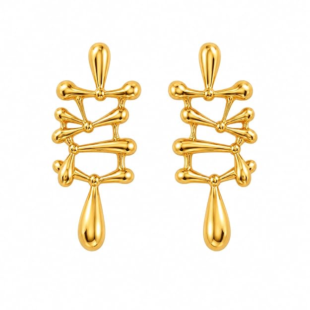 18k Gold Abstract Sculptural Drop Earrings