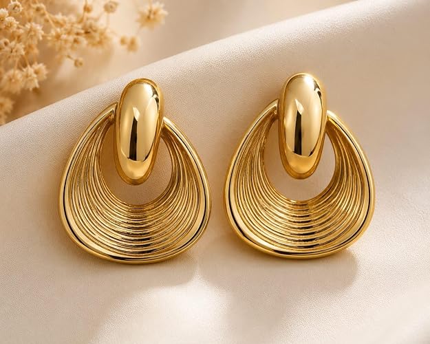 18k Gold Abstract Sculptural Drop Earrings