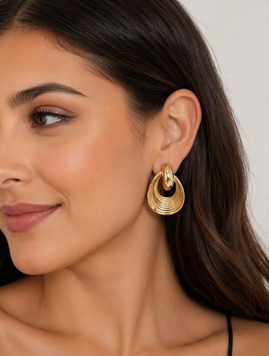 18k Gold Abstract Sculptural Drop Earrings