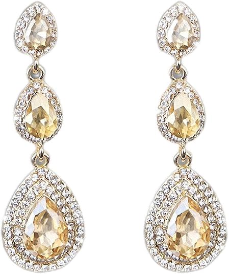 Champagne Crystal Gold Drop Earrings