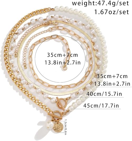 Chunky Gold & Pearl Necklace Set